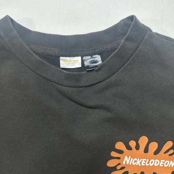 Nickelodeon Sweater Mens Small Black Fleece Pullover Graphic Animations - Picture 3 of 3